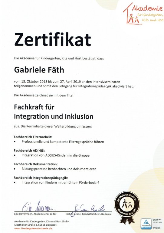 FACHKRAFT FÜR INTEGRATION UND INKLUSION